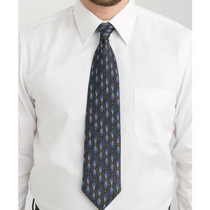 Canali 100% Silk Tie Purple Brown Geometric Wave Pattern Classic Made in Italy